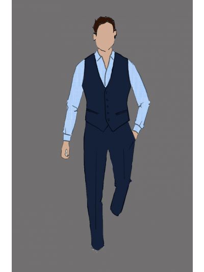 182156 - Uniform Shirt Male Blue End on End Solid (Indoor F&B & Star Service & Banquet)