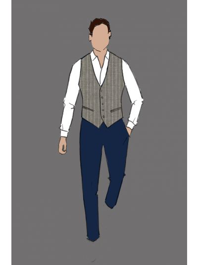  Uniform Vest Grey Stripe Vest, Unisex (Indoor F&B)