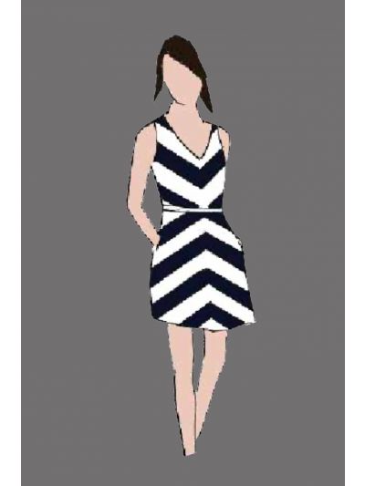 182173 - Uniform Dress Ladies Herringbone Navy/White (Terrace Bar)