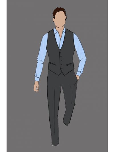 182125 - Uniform Shirt Male L/S Stripe blue & White (Bell Person)