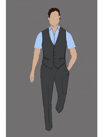 182124 - Uniform Shirt Male S/S Stripe blue & White (Bell Person)