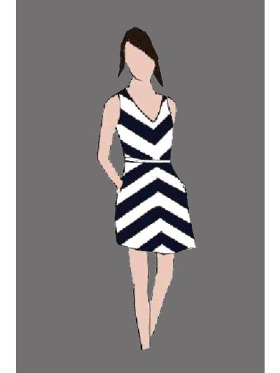182173 - Uniform Dress Ladies Herringbone Navy/White (Terrace Bar)