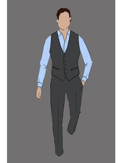 182125 - Uniform Shirt Male L/S Stripe blue & White (Bell Person)