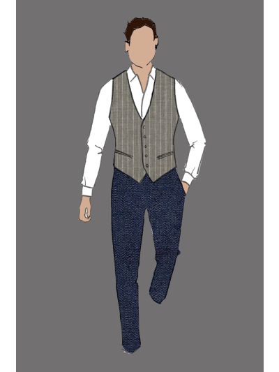 182162 - Uniform Vest Male Stripe Gray (Indoor F&B & Banquet)